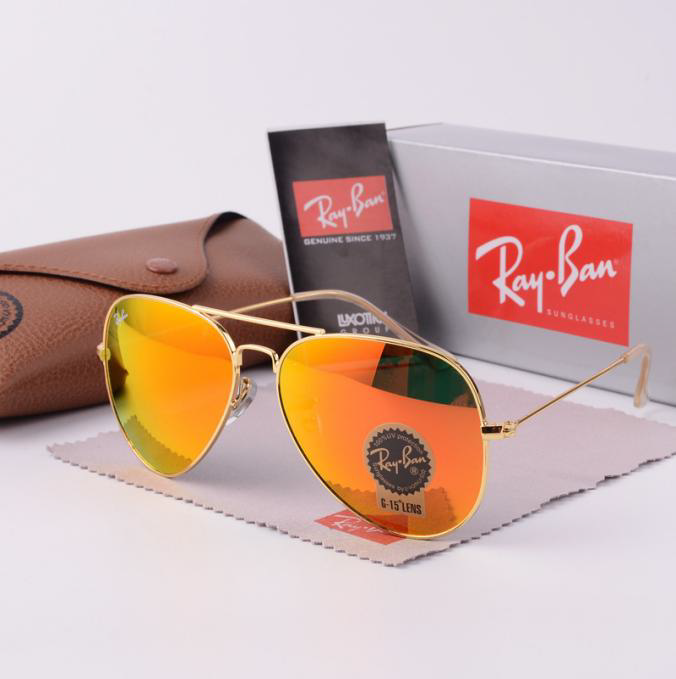 Ray-Ban Aviator Classic Arista Gold Frame Orange Mirror Lenses Sunglasses