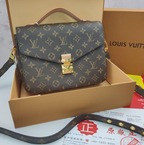 LV Pochette Satchel-style Monogram Coated Canvas Distinctive S-lock closurer Purse