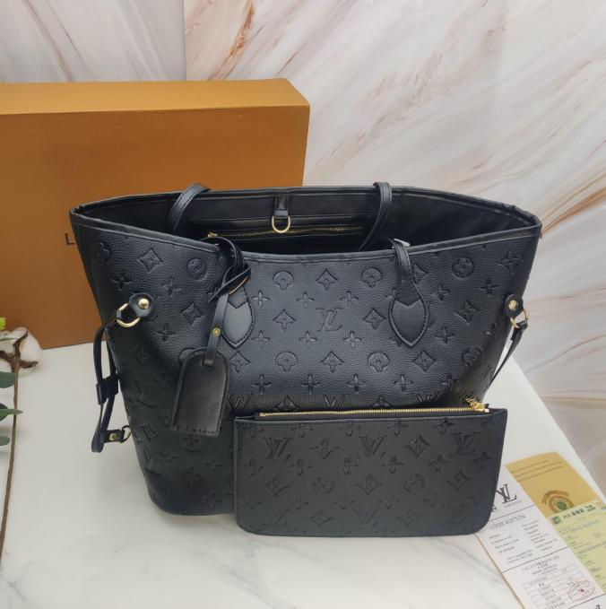 LV Neverfull MM Monogram Empreinte Black Tote Bag