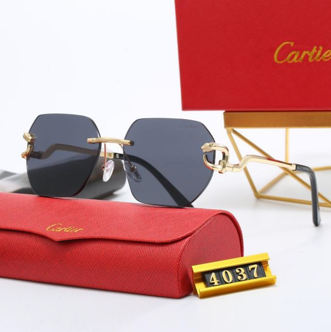 Cartier Panthère Gold-Plated Temples Black Sunglasses