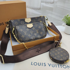 Louis Vuitton Multi Pochette Accessoires Monogram Canvas Warm Taupe Strap Bag