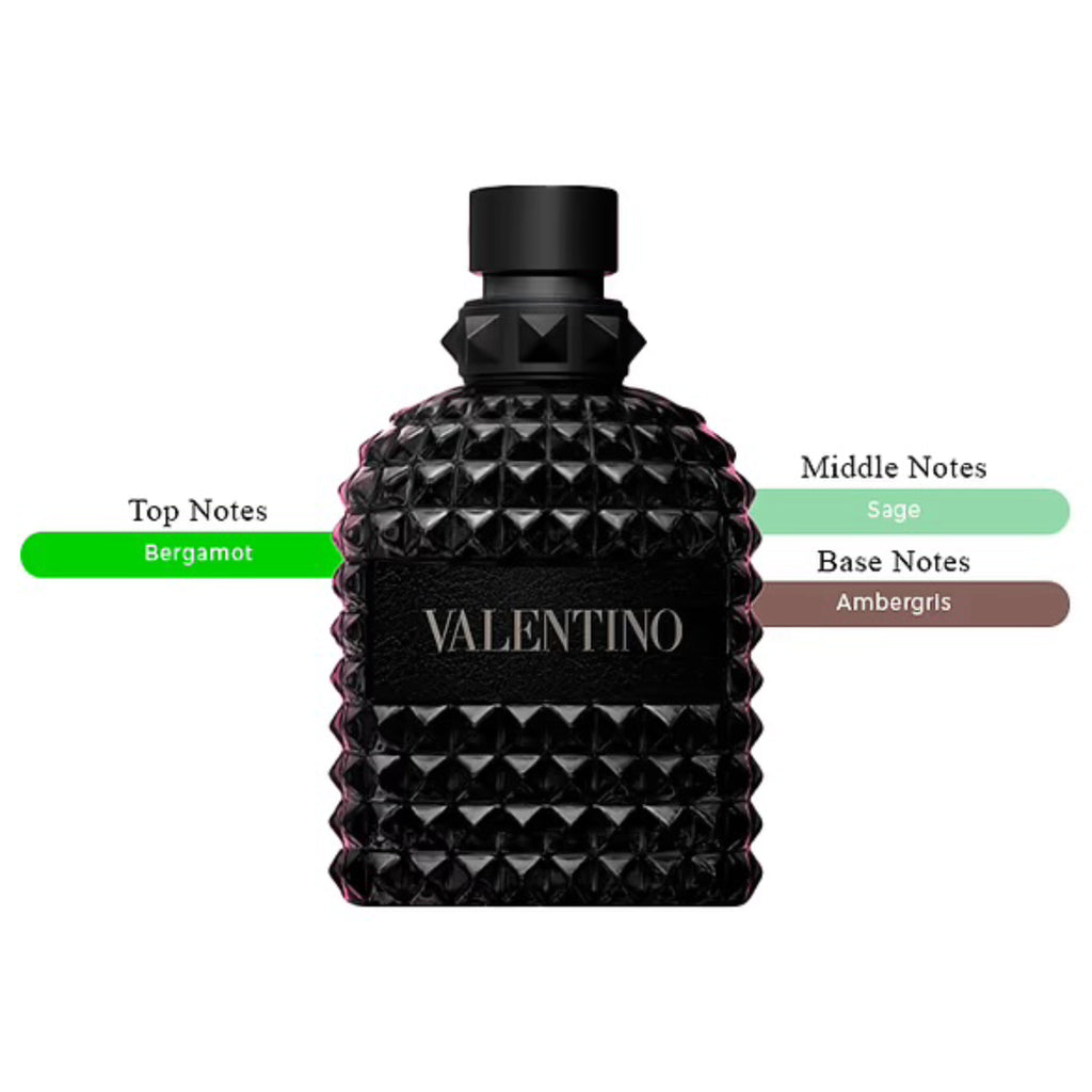 Valentino Uomo Born In Roma Rockstud Noir EDT Spray For Men 3.4oz/100ml