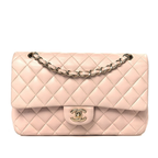 CHNL Classic Jumbo Flap Pink Caviar Style Leather Handbag with Gold Signature CC Buckle