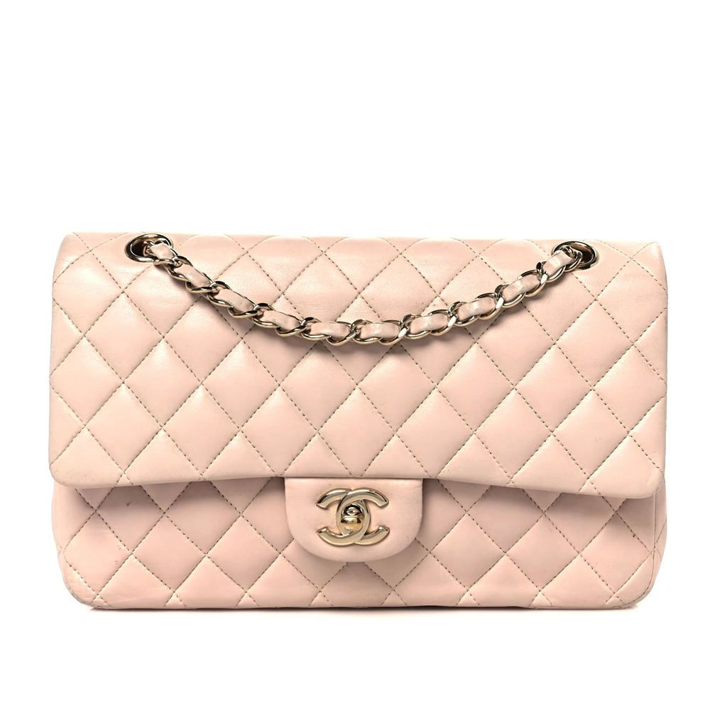 CHNL Classic Jumbo Flap Pink Caviar Style Leather Handbag with Gold Signature CC Buckle