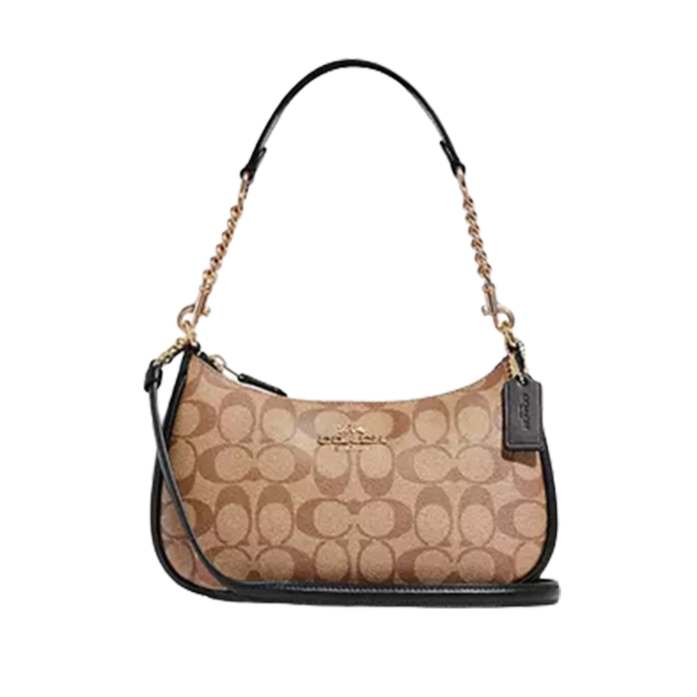 Coach Brown Black Signature Canvas Teri Shoulder Handbag