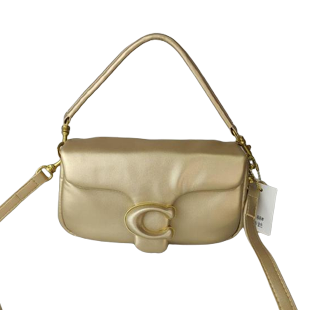 Coach Gold Pillow Tabby Shoulder Leather Crossbody Bag with "C" Clasp
