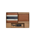 Coach Compact Leather 3-in-1 V-Stripe Print F75086 Brown Wallet Set