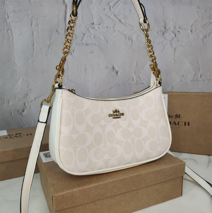 Coach Chalk/Glacier White Signature Canvas Teri Shoulder Bag
