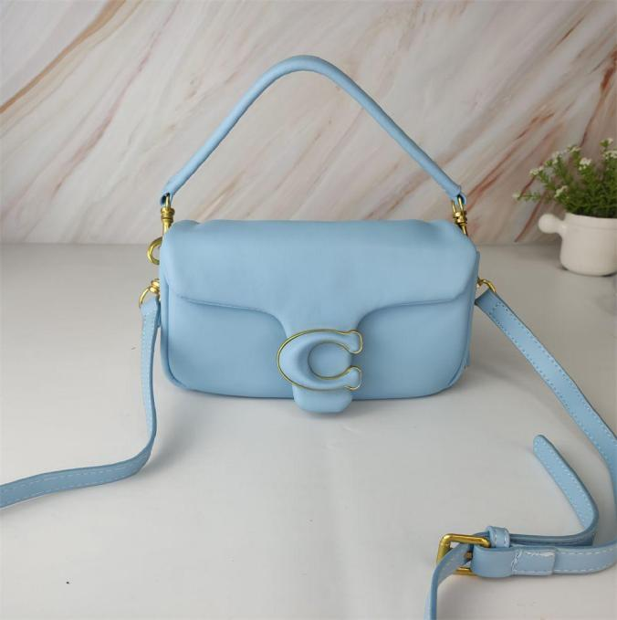 Coach Light Blue Pillow Tabby Shoulder Leather Bag with "C" Claspcoa
