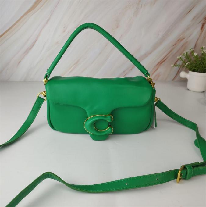 Coach Emerald Green Pillow Tabby Shoulder Leather Crossbody Bag with "C" Clasp