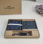 Coach Compact 3-in-1 Wallet Set in Black Varsity Stripe Signature Canvas