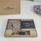 Coach Compact Leather 3-in-1 Dinosaur print Wallet Set