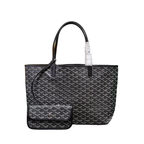 PM Black Leather Tote Bag with Detachable Pochette
