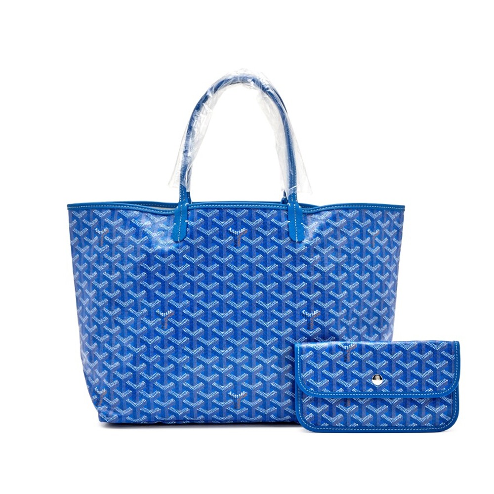 PM Blue Goyardine Canvas Tote Bag
