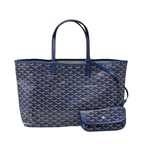 Goyard Saint Louis PM Dark Blue Goyardine Canvas Tote Bag
