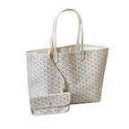 PM Sand Goyardine Canvas Leather Tote Bag