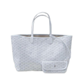 PM White Goyardine Canvas Leather Tote Bag