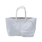 PM White Goyardine Canvas Leather Tote Bag