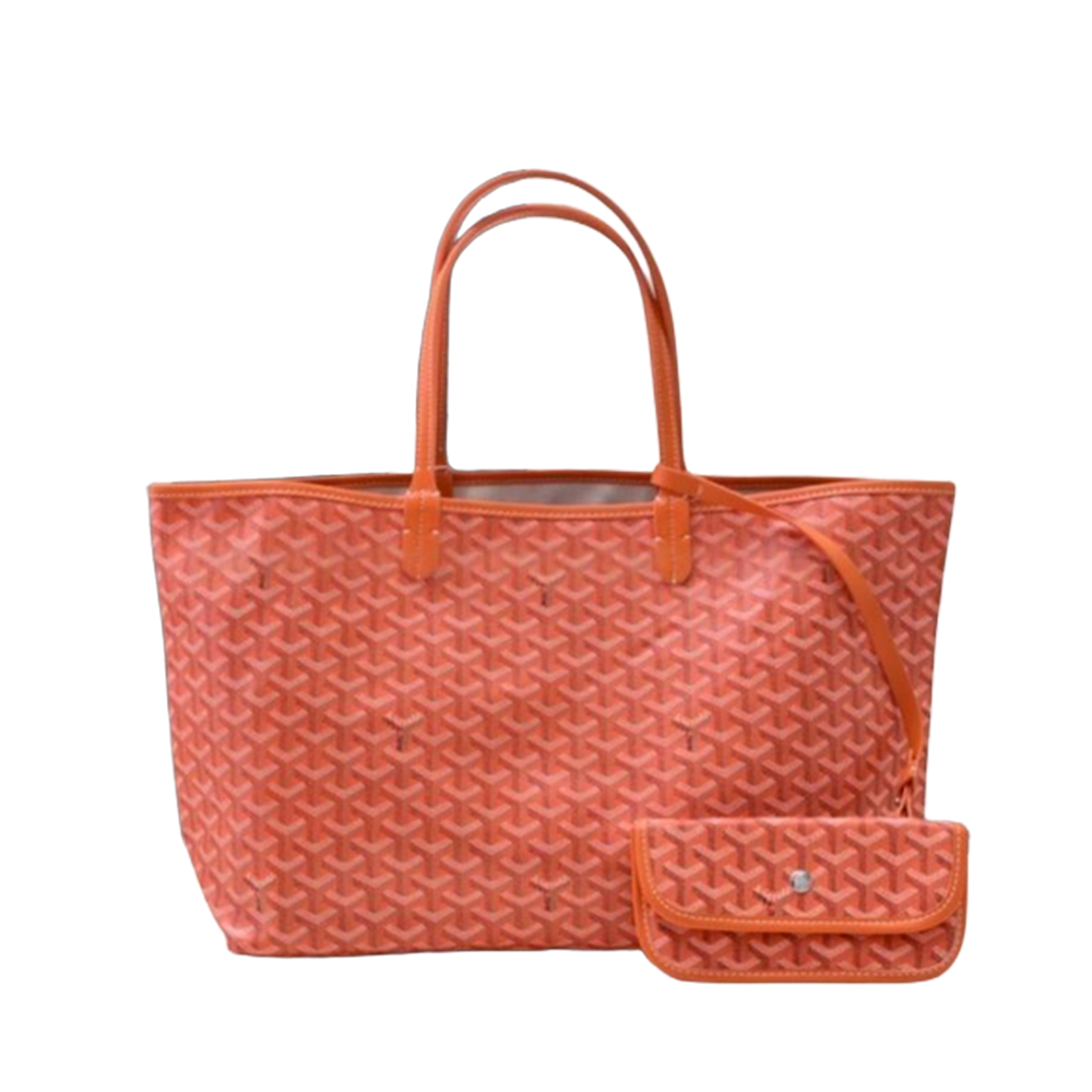 PM Orange Goyardine Canvas Leather Tote Bag