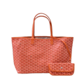 PM Orange Goyardine Canvas Leather Tote Bag