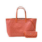 PM Orange Goyardine Canvas Leather Tote Bag