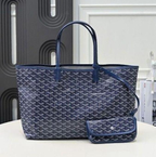 Goyard Saint Louis PM Dark Blue Goyardine Canvas Tote Bag