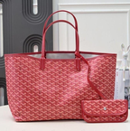 PM Red Luxury Chevron Pattern Leather Tote Bag