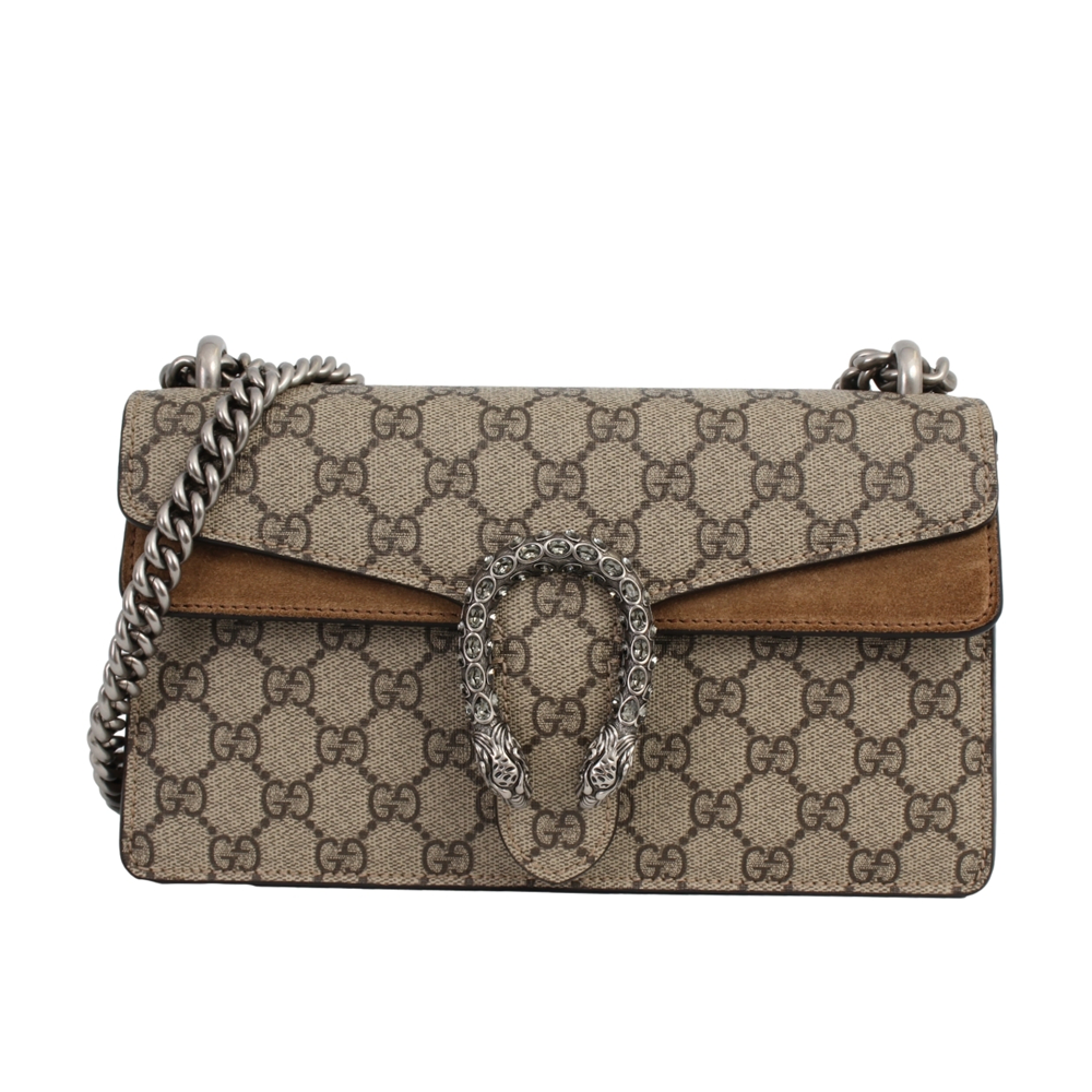 GG Brown Suede  Dionysus Shoulder Bags Set with Tiger Head closure & GG Supreme Canvas