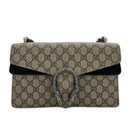 GG Black Suede Supreme Dionysus Shoulder Bag Set with Signature Tiger Head Closure