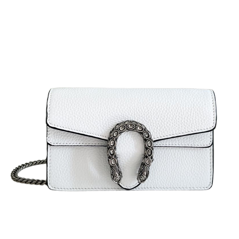 GG Dionysus Supreme Solid White Luxury Multi Sizes Handbags with Metal Tiger Head Buckle