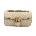 GG Marmont Matelassé Neutral Beige Multi Sizes Handbags with Double G Closure Buckle