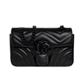 GG Marment Black Quilted Leather Multi Sizes Handbags with Double G Closure Buckle