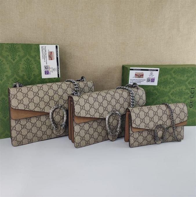 GG Brown Suede  Dionysus Shoulder Bags Set with Tiger Head closure & GG Supreme Canvas