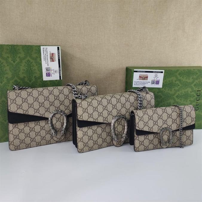 GG Black Suede Supreme Dionysus Shoulder Bag Set with Signature Tiger Head Closure