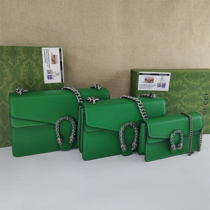 GG Dionysus Supreme Solid Green Shoulder Bag Set with Metal Buckle