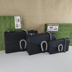 GG Dionysus Black Shoulder Bag in Various Sizes, & Signature Tiger Head Closure