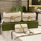 GG Marmont Matelassé Neutral Beige Multi Sizes Handbags with Double G Closure Buckle