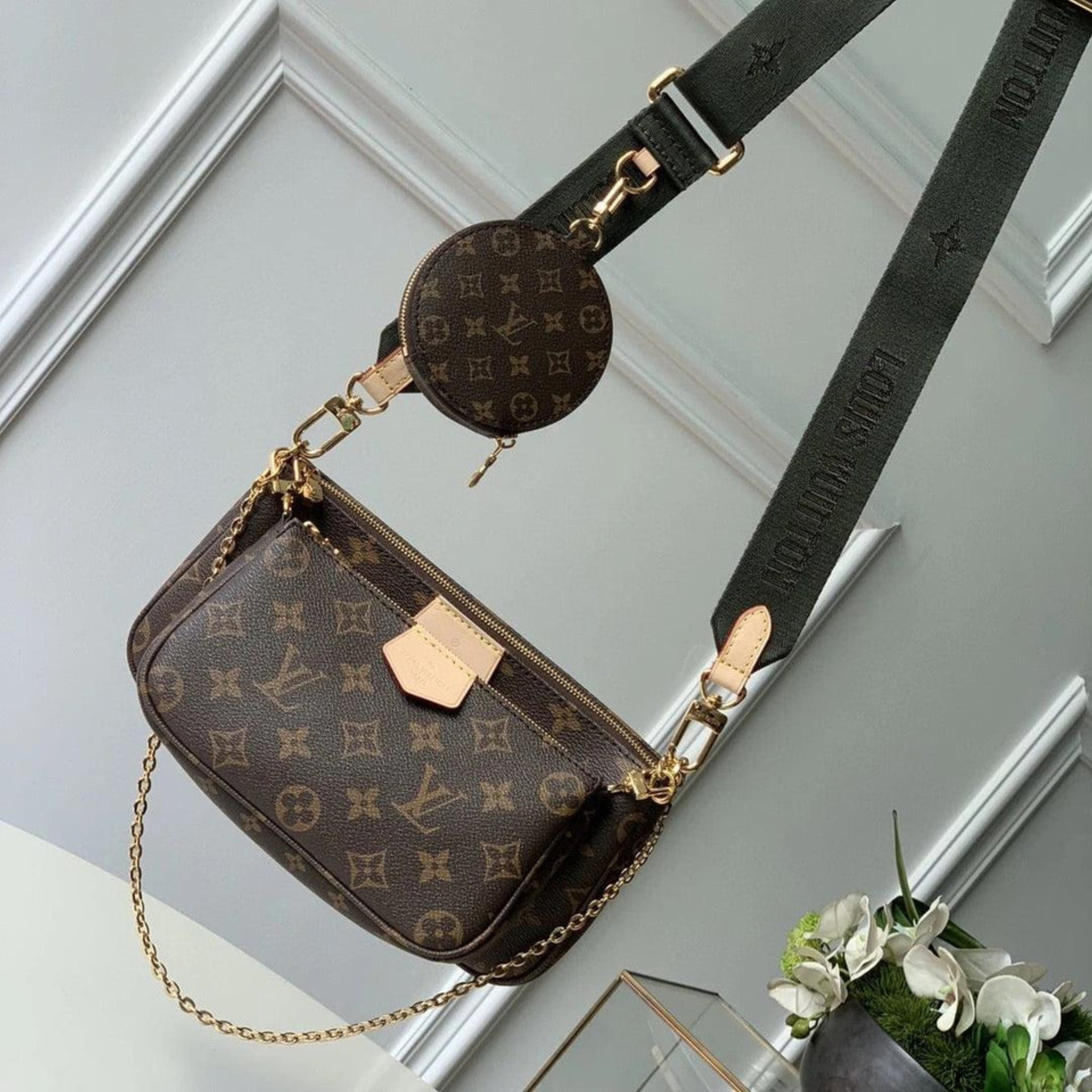 LV Monogram Multi Pochette Accessories Dark Green