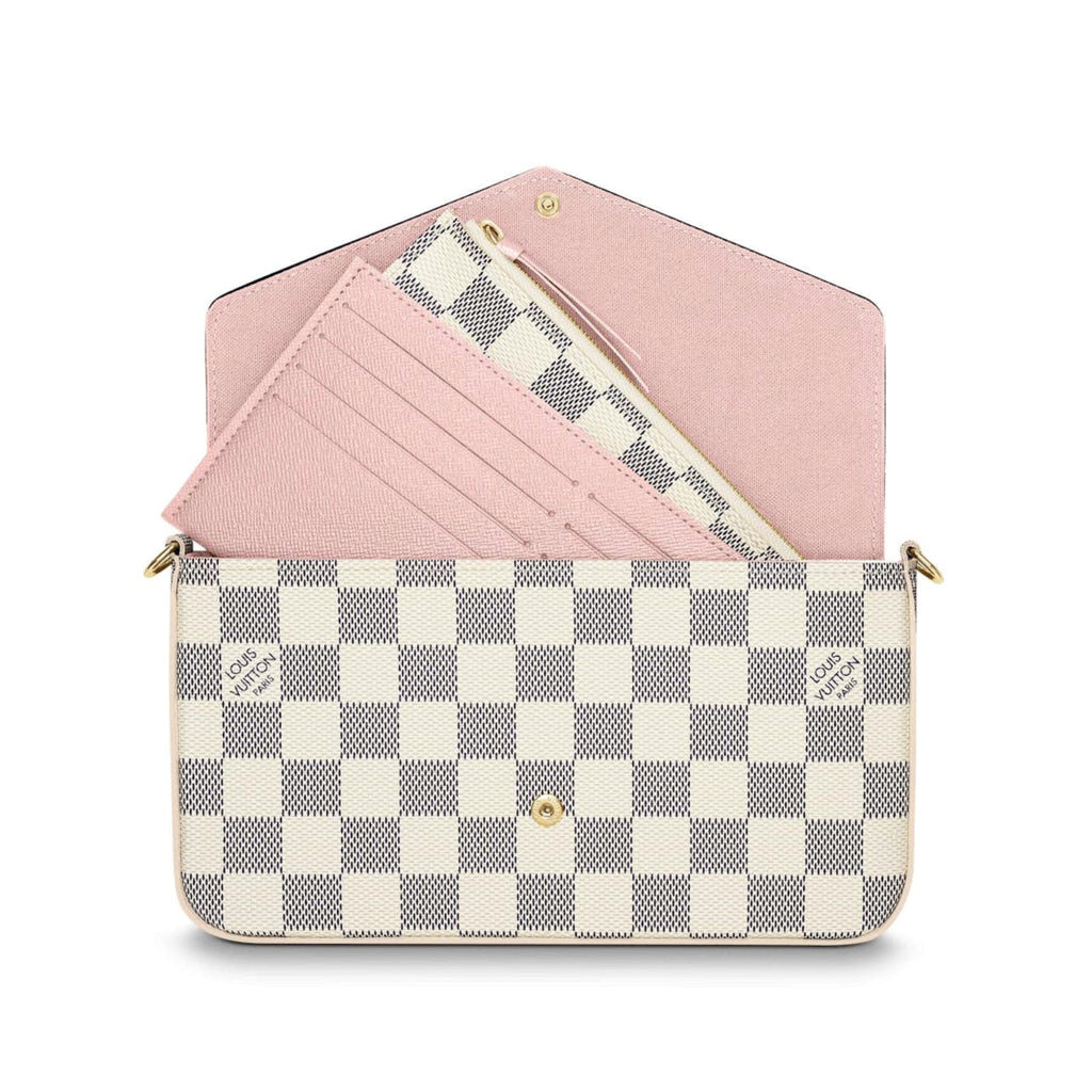 LV Pochette FelicieDamier Azur Rose Ballerine Lining