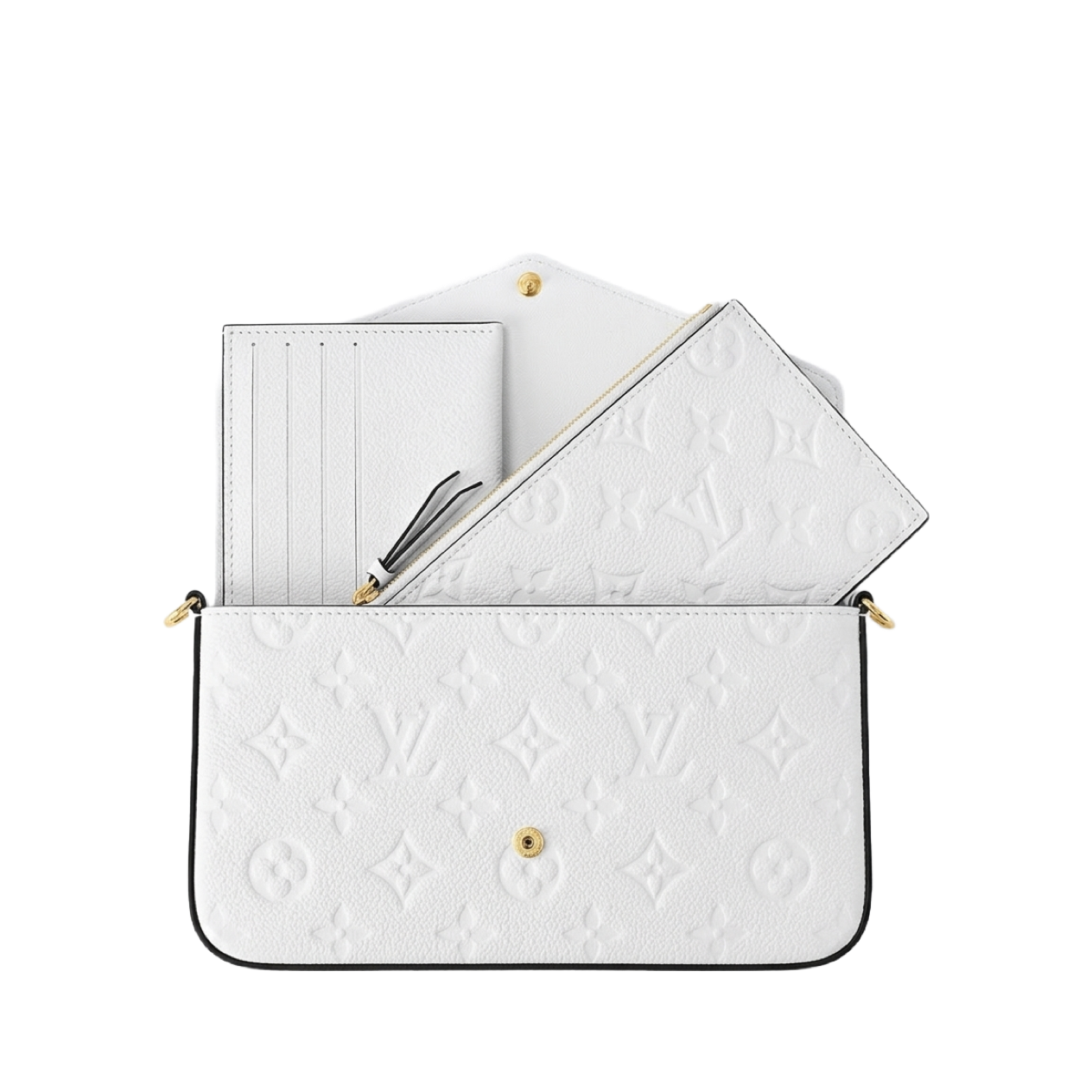 LV Empreinte Pochette Felicie Chain Wallet White