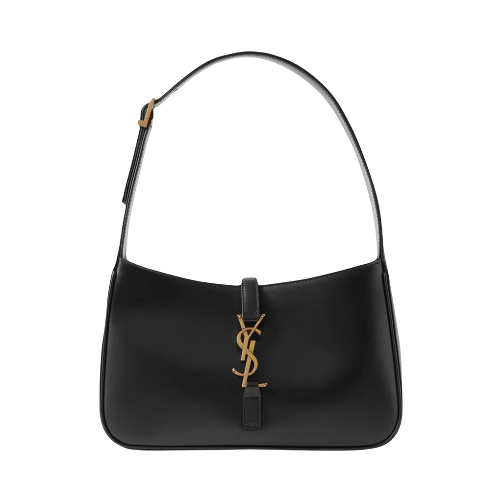 Le 5 à 7 Black Shiny Leather Monogram Hook-Hobo HandBag