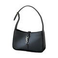 5 à 7 Black & Silver Shiny Leather Monogram hook-Hobo Handbag