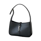 5 à 7 Black & Silver Shiny Leather Monogram hook-Hobo Handbag
