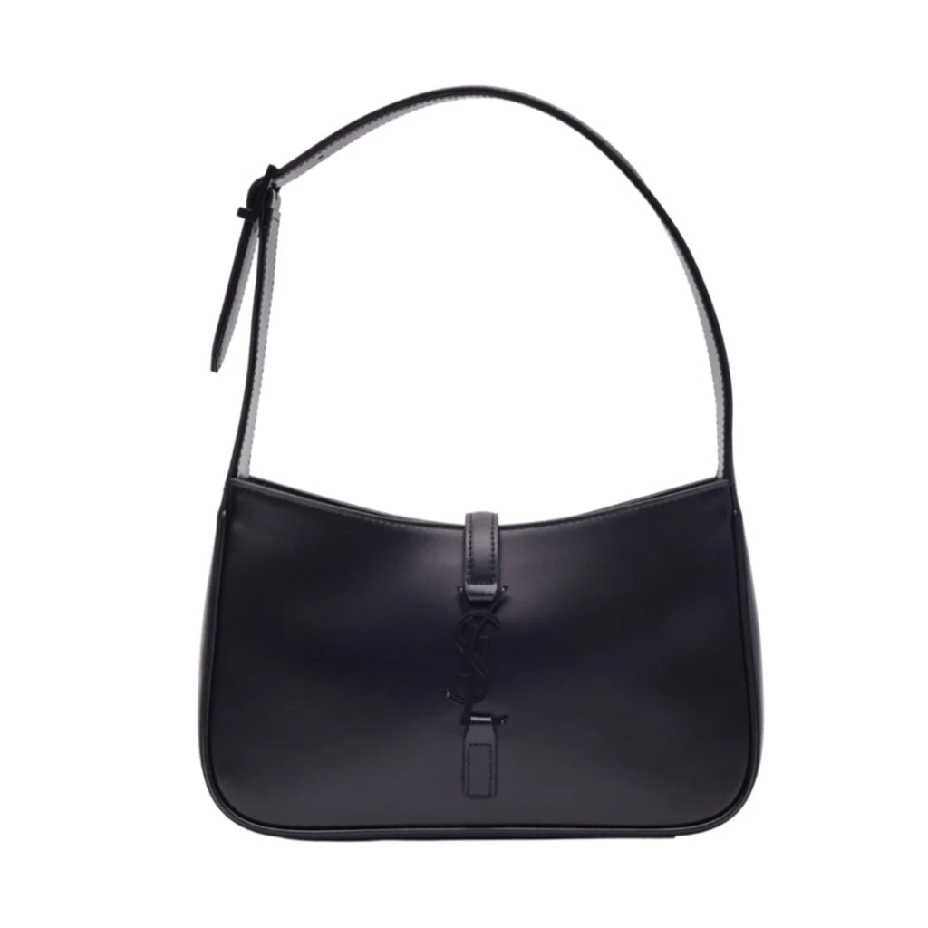 Le 5 à 7 Smooth Black Leather Hobo Shoulder Bag
