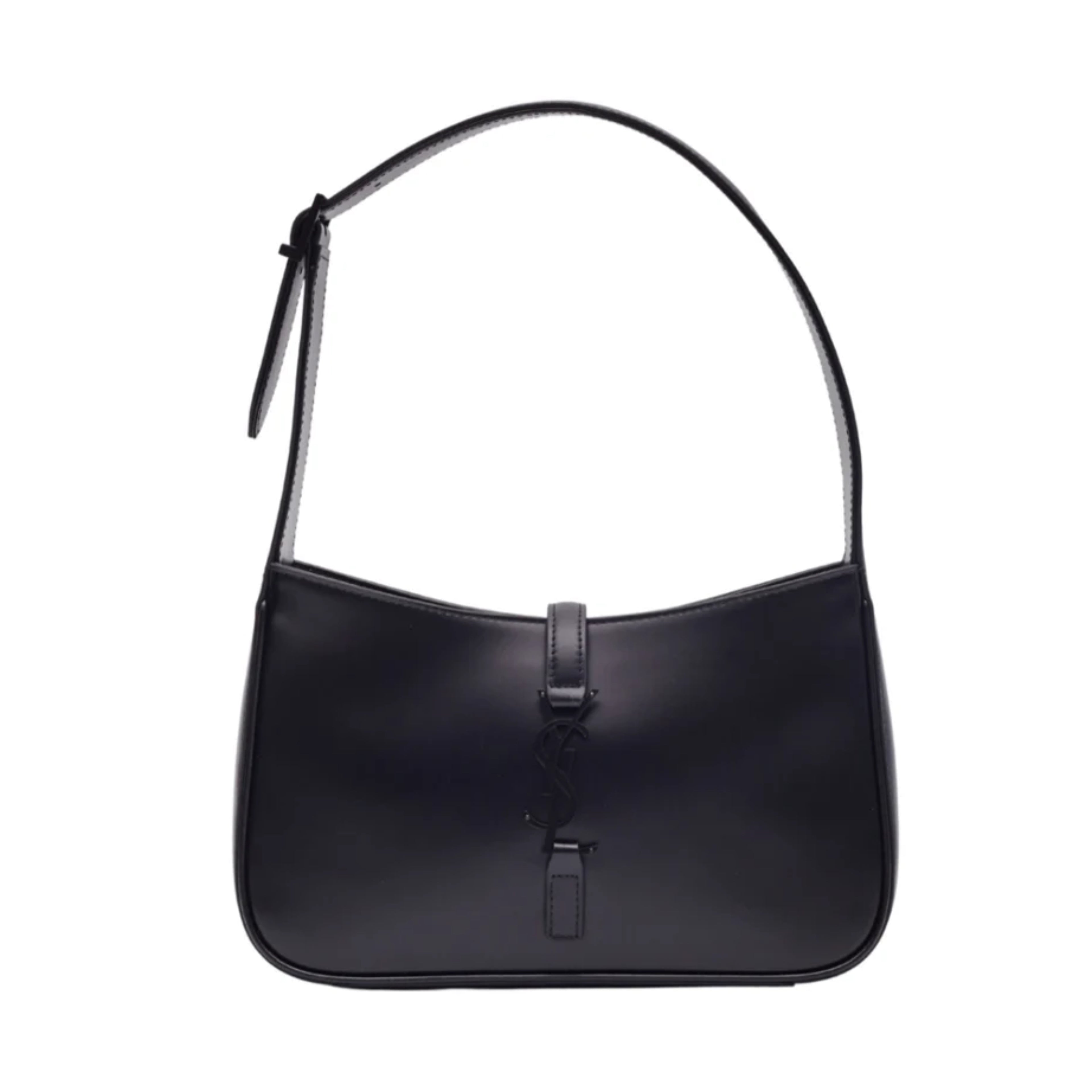 Le 5 à 7 Smooth Black Leather Hobo Shoulder Bag