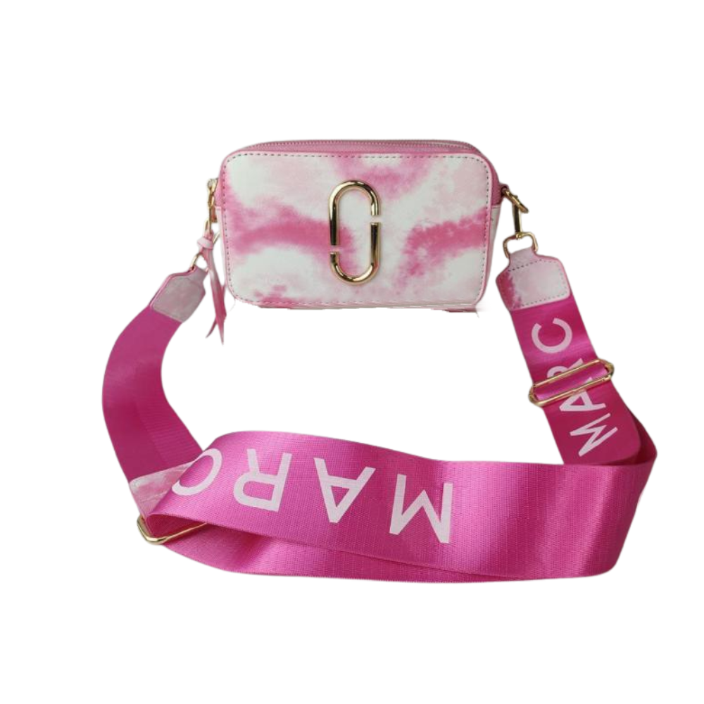 Marc Jacobs The Snapshot DTM Pink Tie-Dye Camera Leather Crossbody Bag with Same Color Double "J" Logo