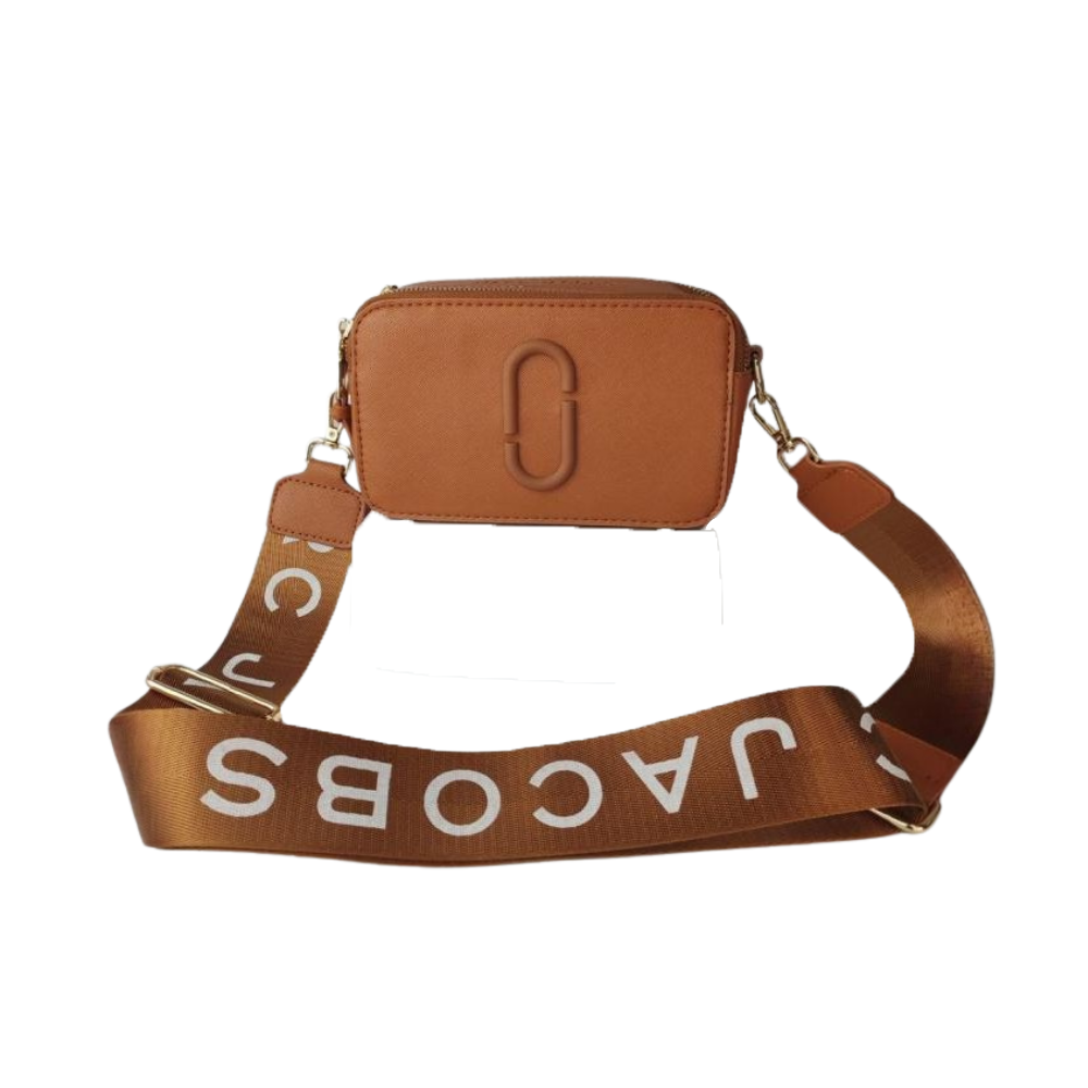 Marc Jacobs The Snapshot DTM Wood Brown Crossbody Camera Saffiano Leather Bag