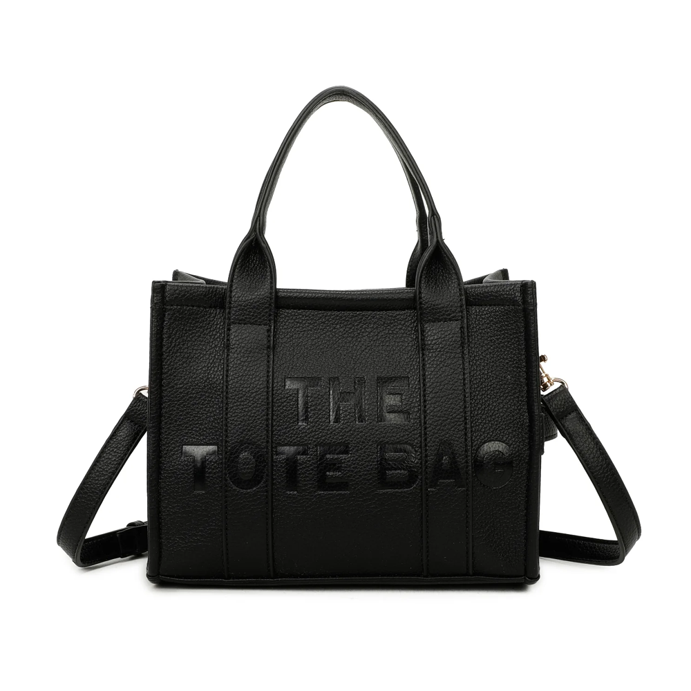 "The Tote Bag Marc Jacobs" Printed Traveler Black Leather Tote Bag