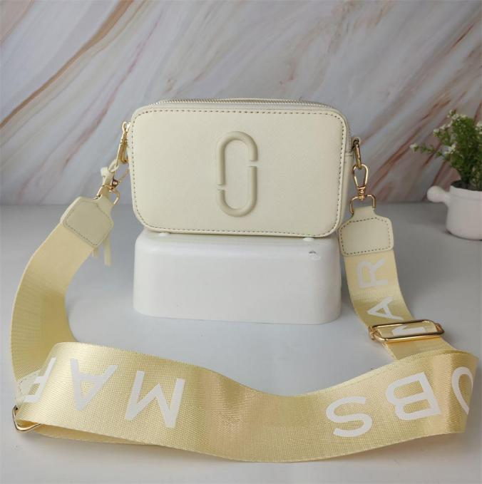 Marc Jacobs The Snapshot DTM Beige Crossbody Camera Saffiano Leather Bag