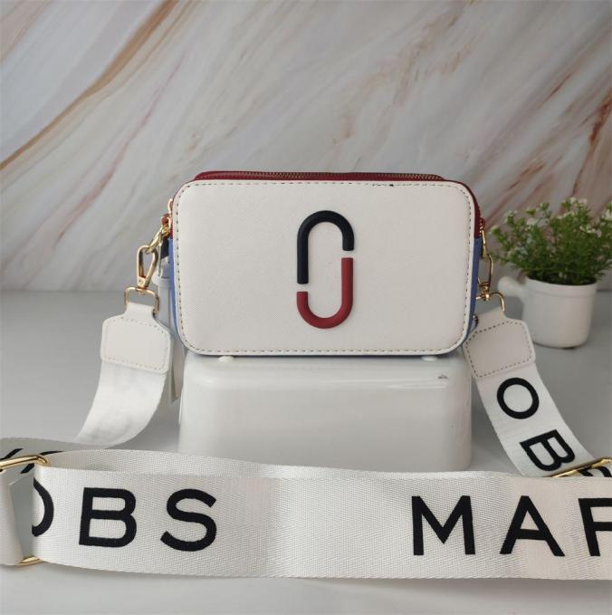Marc Jacobs The Snapshot DTM White Red Crossbody Camera Leather Crossbody Bag